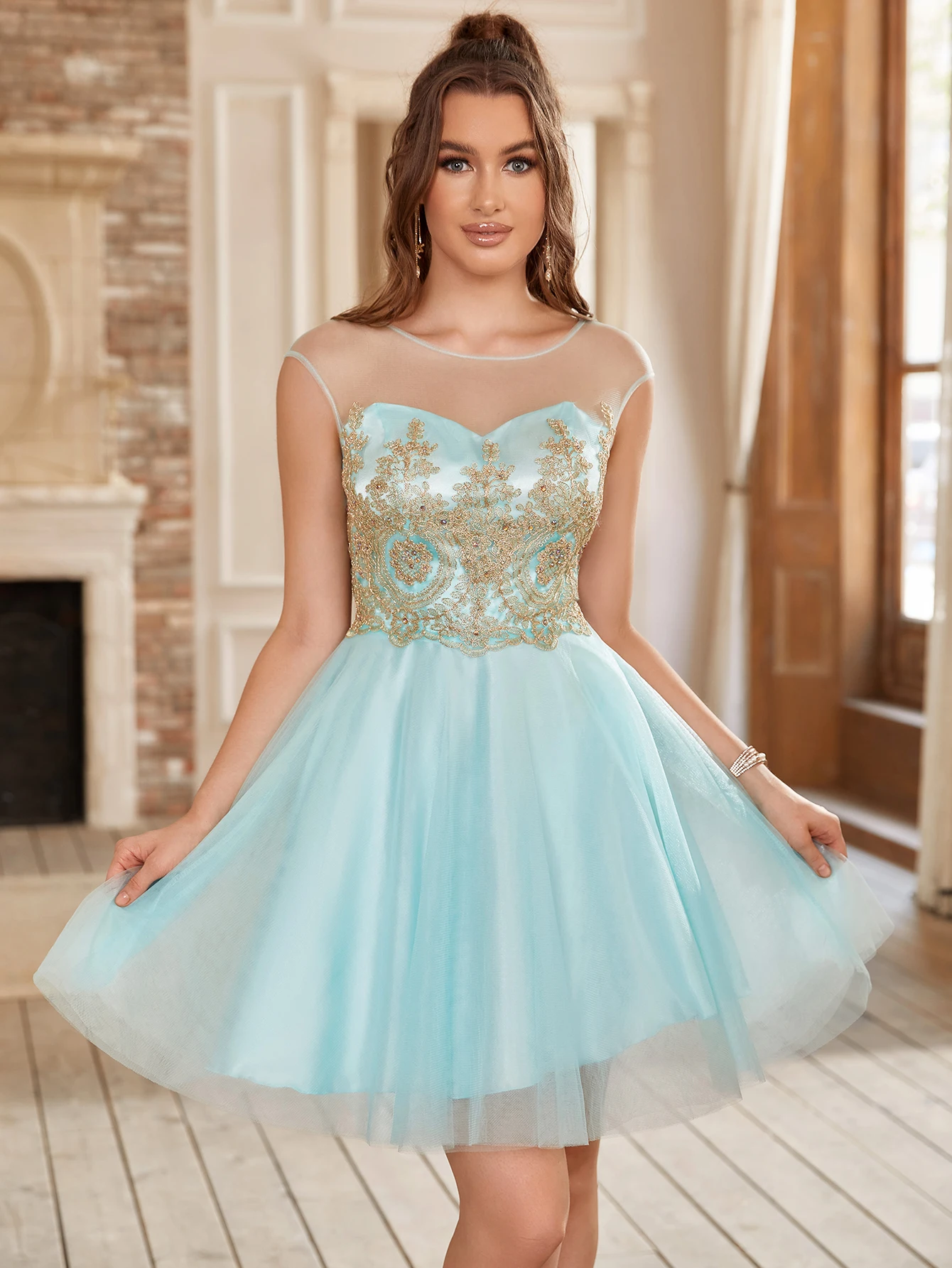 Mini Cocktail Dresses Applique Beading Sleeveless Homecoming Dress Elegant Formal Prom Evening Party Gown Robe De Soiree