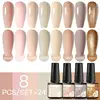 Mtssii 8pcs Purple Gel Nail Polish Set Nude Pink Gel Varnishes Kit Glitter Soak Off Uv Led Gel Semi Permanent Nail Art GelSet 6