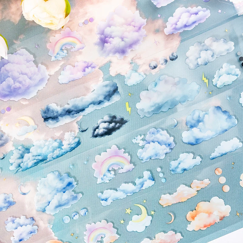 50mm*2m Kawaii Clouds PET Tapes Scrapbooking Journal Planner Background Materials Masking Tape Korean Stationery Office Supplies 3
