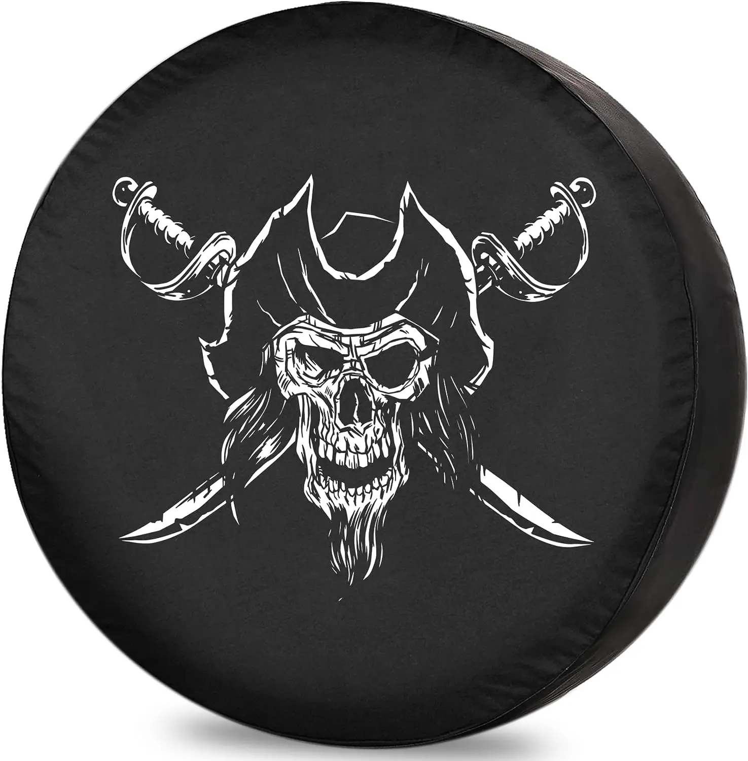 

Pirate Skull Pattern Spare Car Tire Cover Wheel Protectors Water Dustproof Universal Fit for SUV Truck Camper Travel Trailer