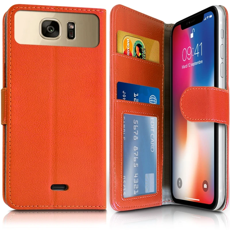 Etui Portefeuille Orange (Ref.4) pour Smartphone Logicom M Bot 52 | Мобильные телефоны и аксессуары