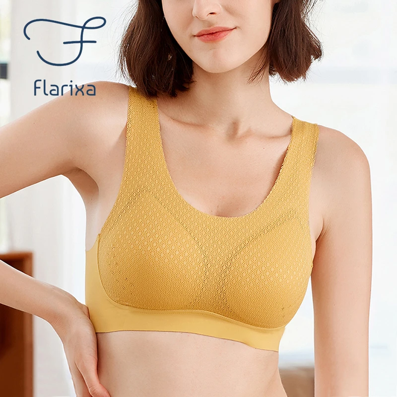 Flarixa Seamless Plus Size Bra Wireless Women Underwear Healthy Latex  Bralette 7XL Comfortable Sleep Top Sexy Lace Mesh Lingerie - AliExpress