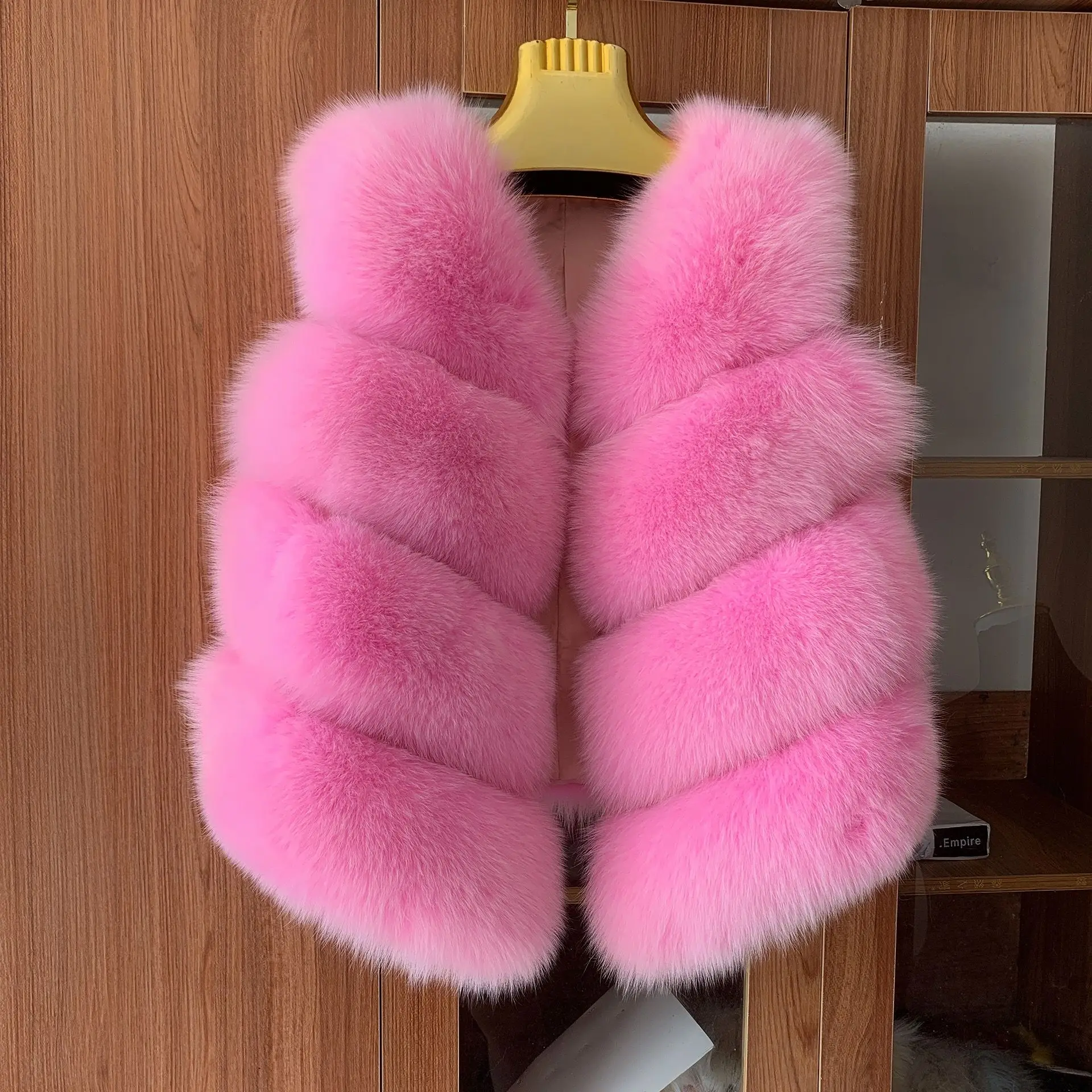 Natural genuine fox fur vest Pink popular real fur warm vest High quality women's autumn winter warm jacket Luxury fur coat