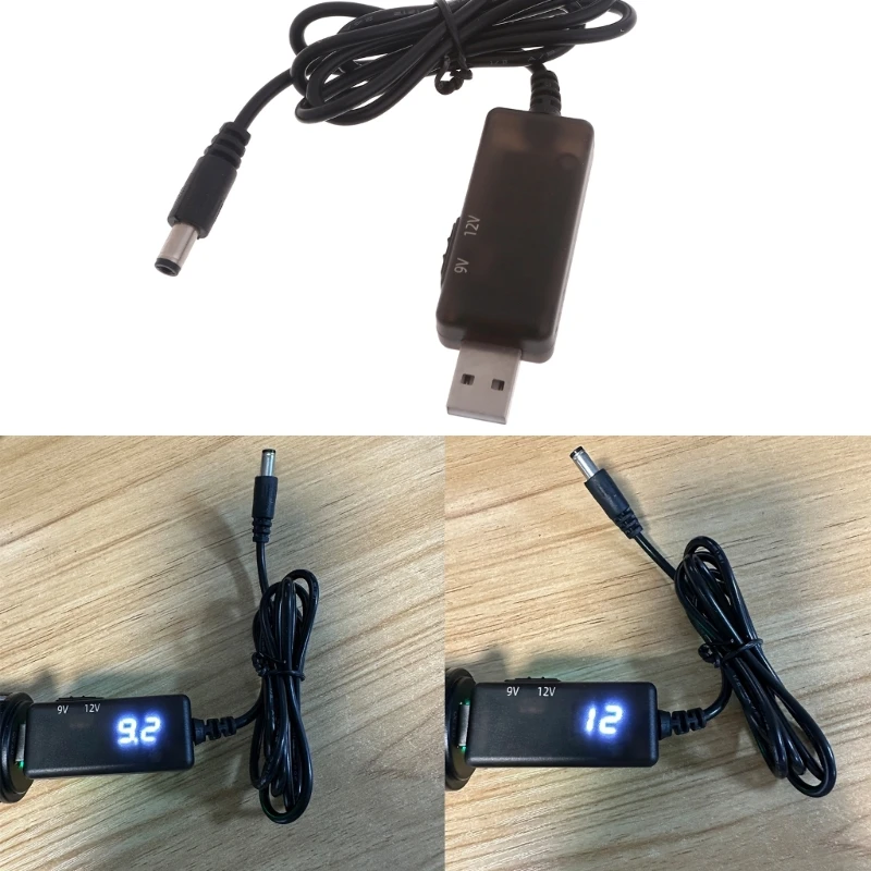 USB Converter Cord Transfer Line Conversion Cable 5V to 9V/12V for Low-Power Devices WiFi Routers and Cameras