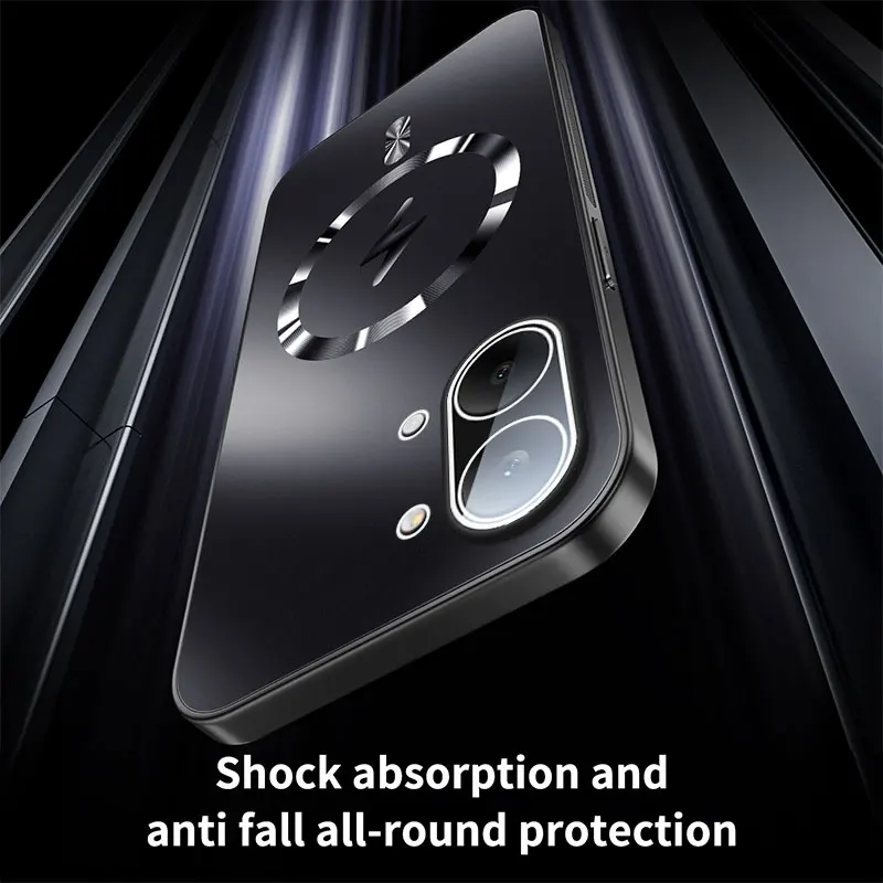 Magnetic Matte Frosted Protective Case with Camera Lens Film and Wireless Charging Compatibility