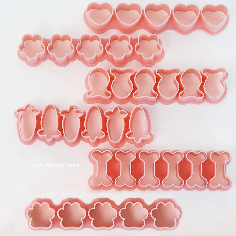 Cartoon Mini Fish Biscuit Molds, Small Goldfish Plastic Cookie Cutter Set, Fish Shaped Cake Cutting Tool, 6 Rows Pet Baking Mold