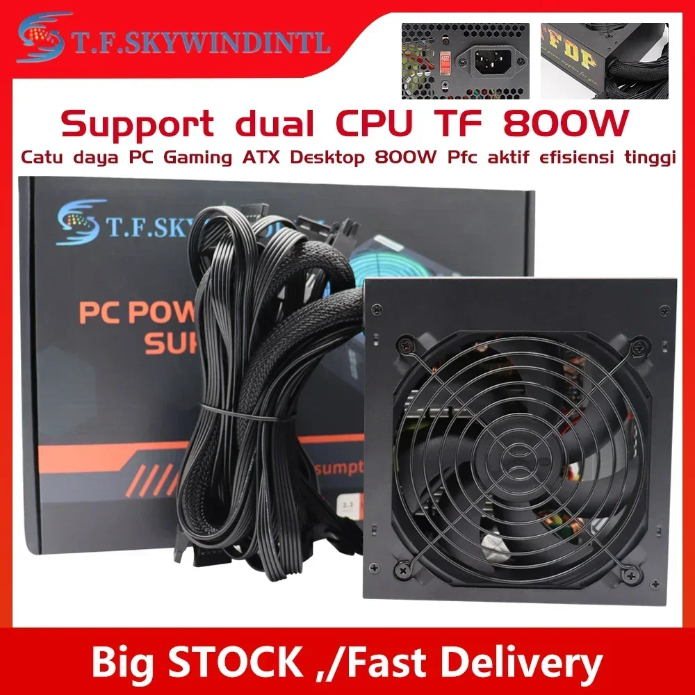 800W Power Supply 90 PLUS Gold ATX คอมพิวเตอร์ตั้งโต๊ะ PSU Mining Chia กำลังไฟที่กำหนด 800W สำหรับเกมแข่งขัน 110V 220V 1
