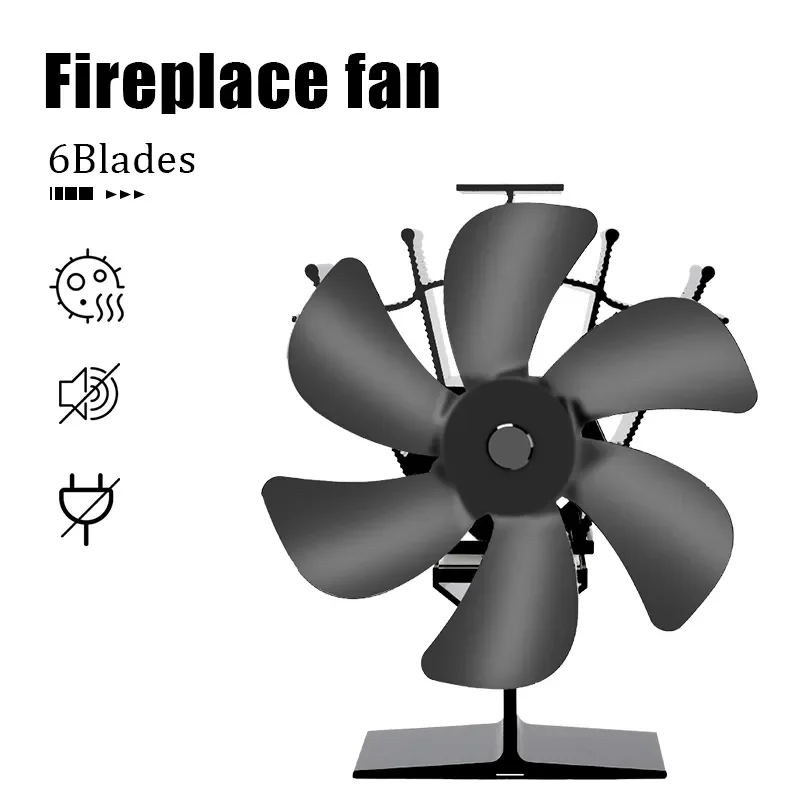 Winter Home Heat Powered Stove Fan Eco Quiet 6 Blades Log Wood Burner Fireplace Fan stove fan