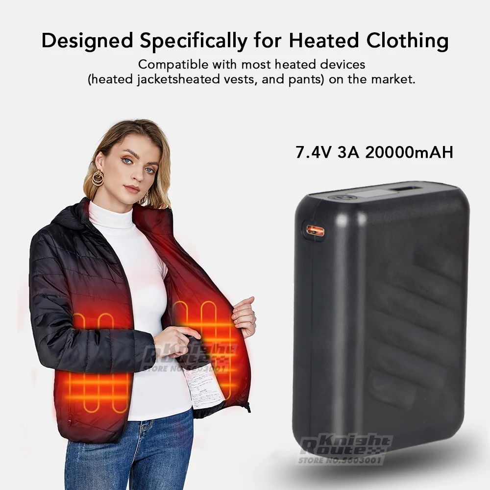 7.4V/3A/20000mAh Power Bank Portable Charging Power Supply Mobile Phone External Battery Fast Charging For Heated vest jacket portable power bank