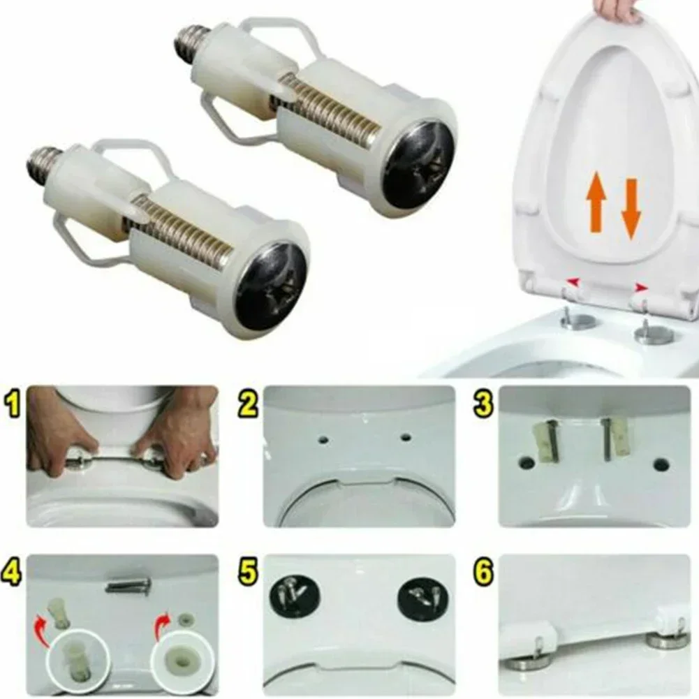 2pcs Top Fix Toilet Cover Seat Screw Set Nut Pan Fixing WC Blind Hole Fitting Kit Bathroom Seat Pan Hinges