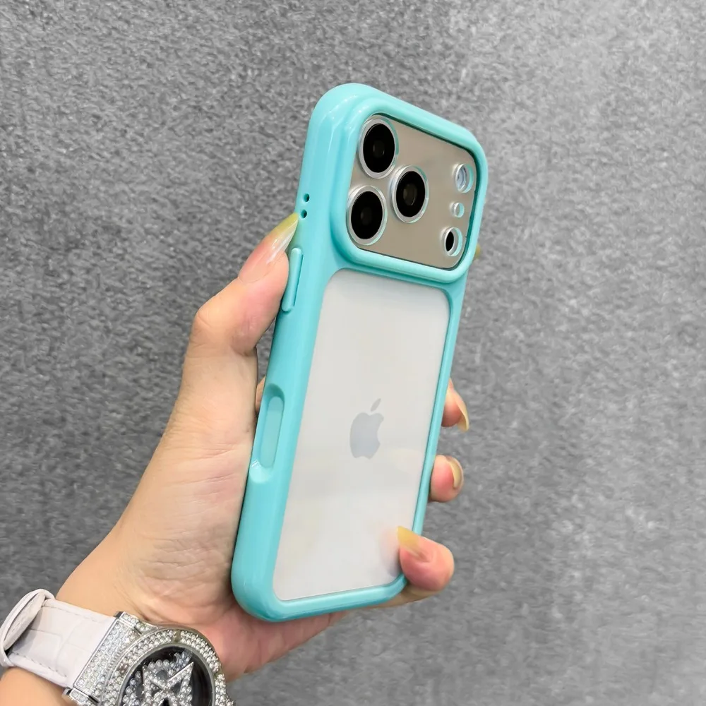 Transparent Candy Color Frame DIY Phone Case with Acrylic Back Cover