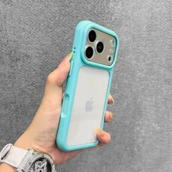 Transparent Candy Color Frame DIY Phone Case with Acrylic Back Cover - iPhone 18 Pro Max (TFN Blue)