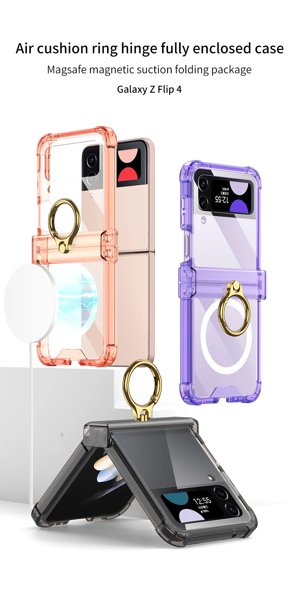 For Magsafe Wireless Charging Airbag Case For Samsung Galaxy Z Flip 3 4 All-incl