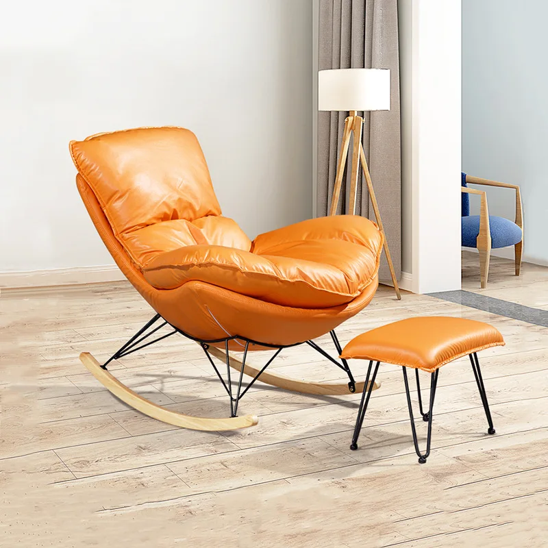 Rocking Chair Living Room Relaxing Chair Modern Leather Chair Set