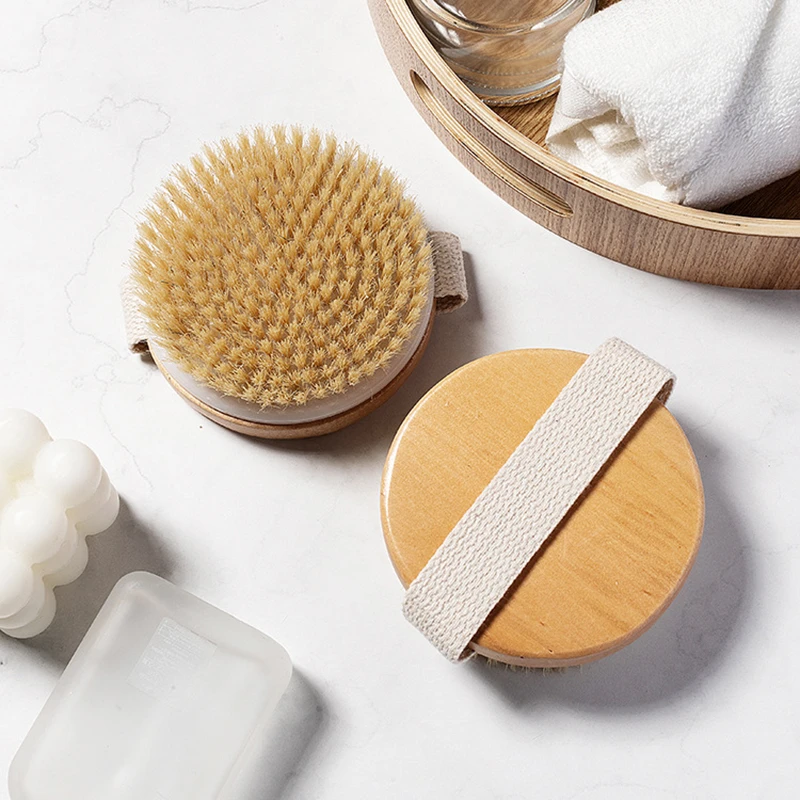 Wooden Bath Brush Natural Wooden Sisal Plant Fiber Brush Exfoliating