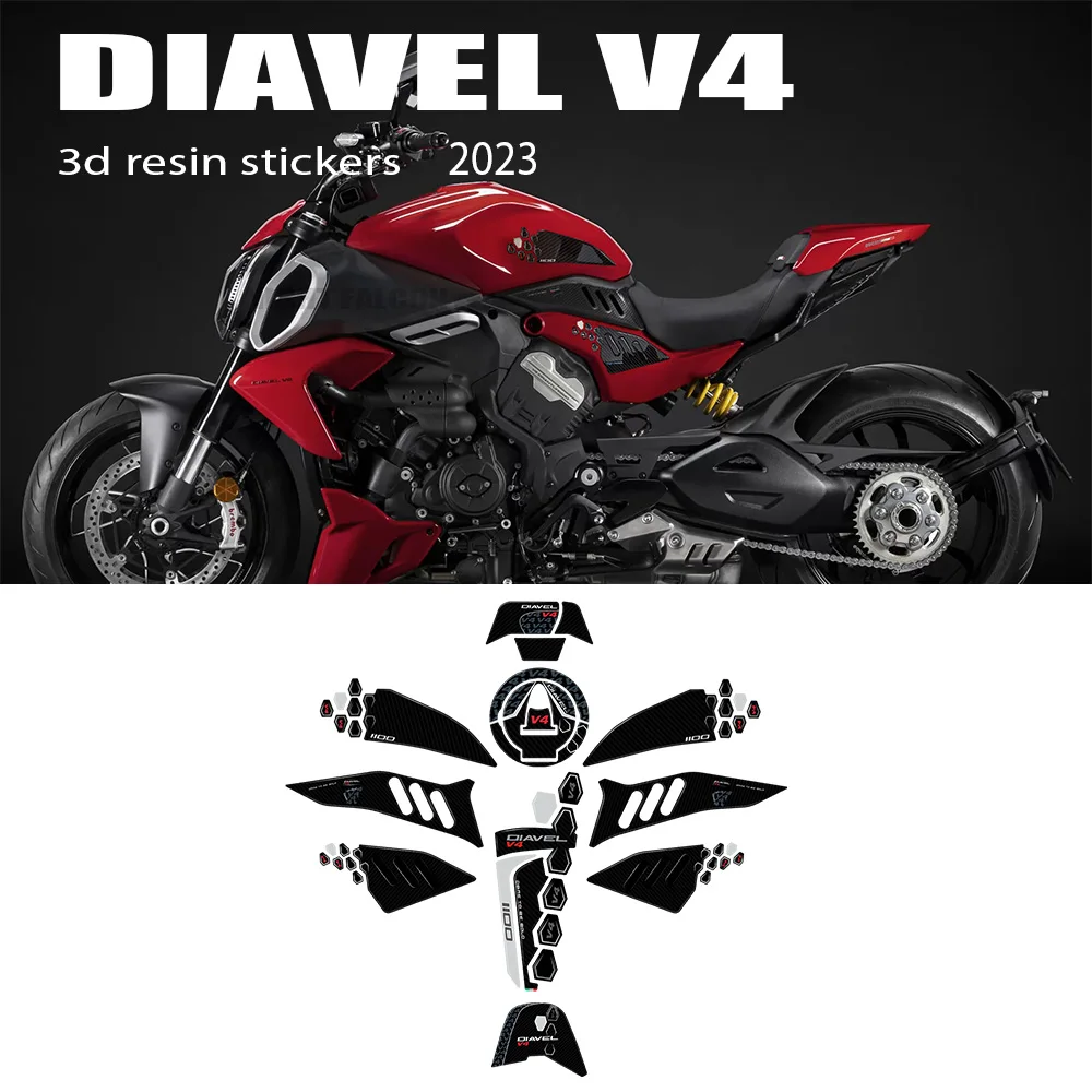 2023 Diavel V4 Tank Pad Accessori Moto Kit Di Protezione Adesivo In Resina Epossidica 3D Per Ducati Diavel V4 2023-