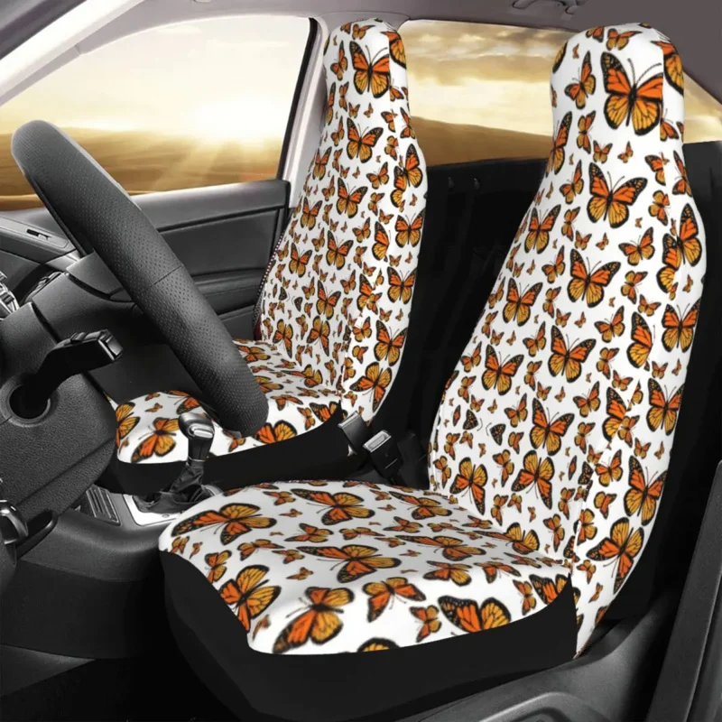 

Monarch Butterflies Rapsody Car Seat Cover Waterproof Travel Cute Beautiful Front Rear Flocking Cloth Cushion Fiber Hunting