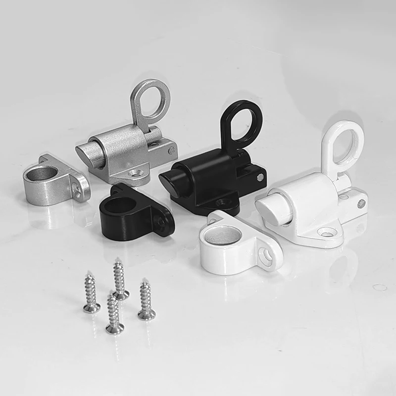 Description Picture 3 of item4 * Screws Automatic Door Bolt Latch Home Window Gate Security Pull Ring Spring Bounce Door Bolt Automatic Latch Lock