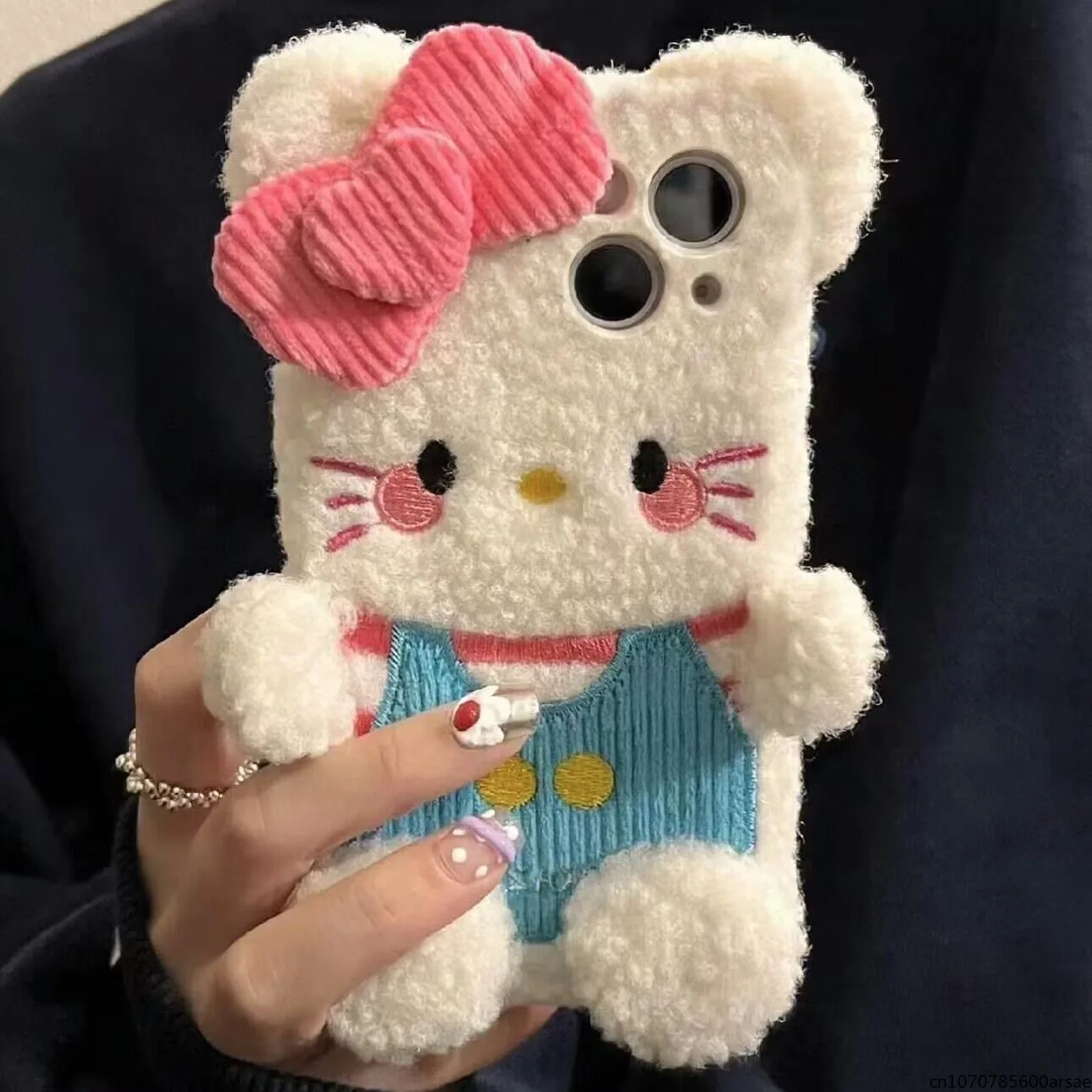 

Kawaii Plush Sanrio Hello Kitty Phone Case for IPhone 15 14 13 12 11 Pro Max Mini X XR XS MAX 7 8Plus Back Cover Girls Gifts