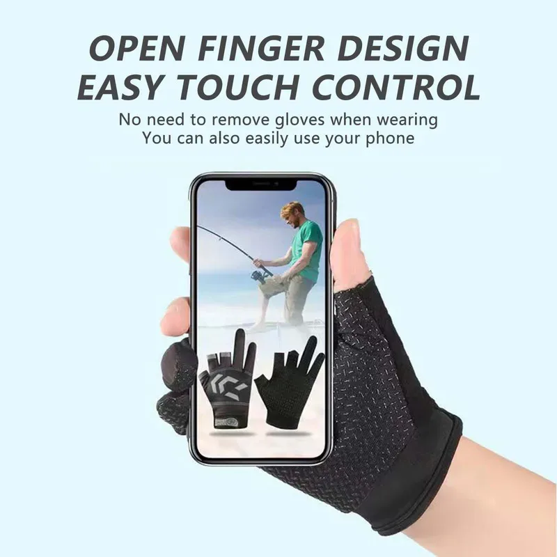 Fishing Gloves 1/2 pair Sun Protection 3 Cut Fingers Anti-Slip Breathable Suitable for Outdoor Activities