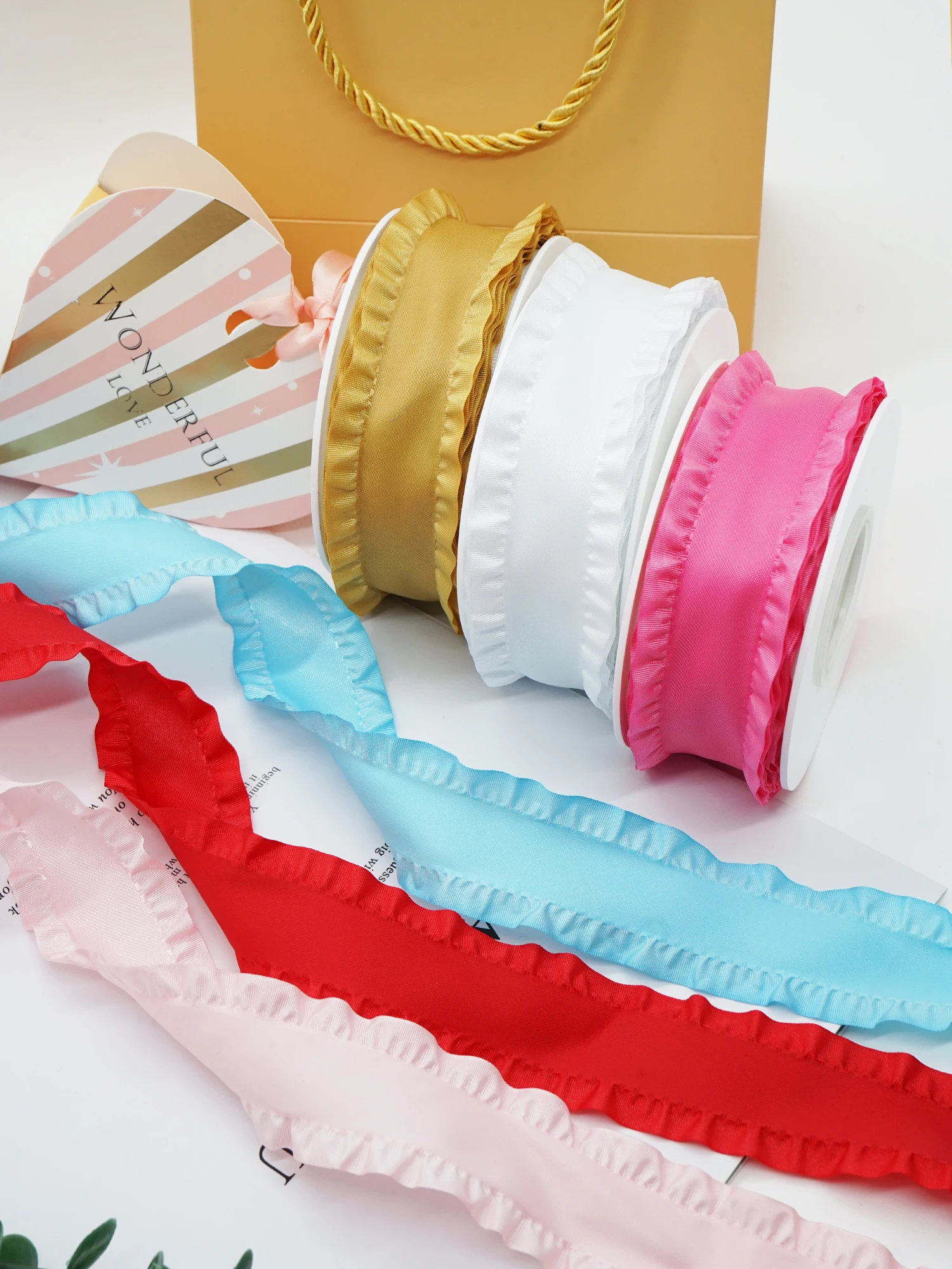 38MM Solid Glitter Grosgrain Ribbon 5 Yards Per Roll