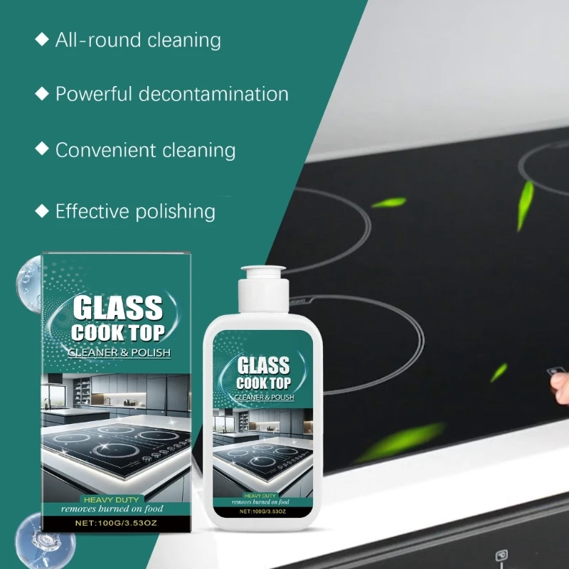 Glass Stove Cleaning Polish Powerful Glass Cooktop Cleaner Liquid for Efficient Oil Removal Eliminates Grease