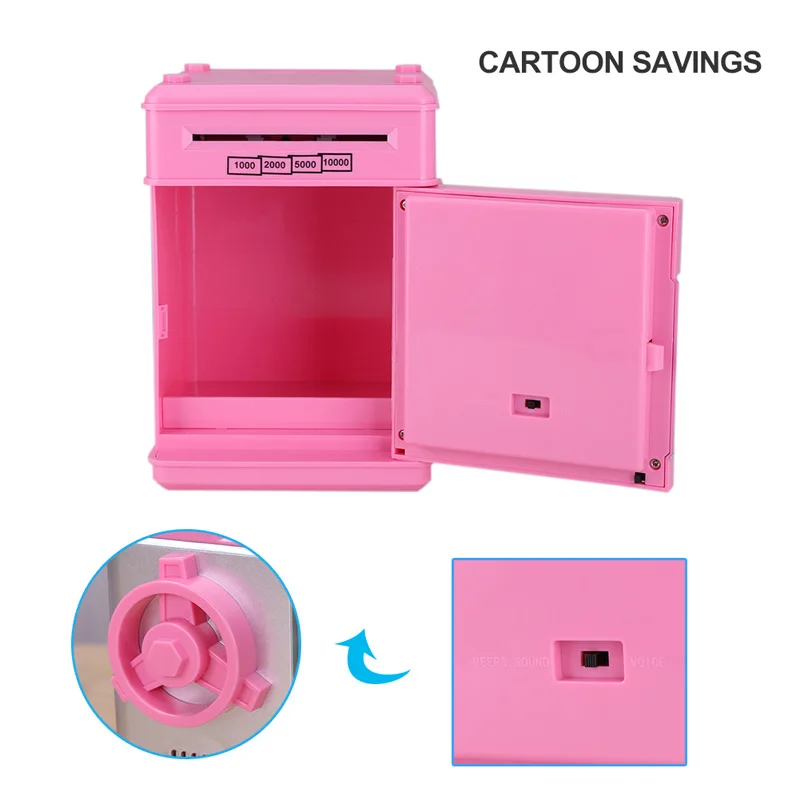 ATM Mini Password Money Box Electronic Piggy Bank Safety Chewing Cash Coins Saving Box Automatic Deposit Banknote Kids Gift