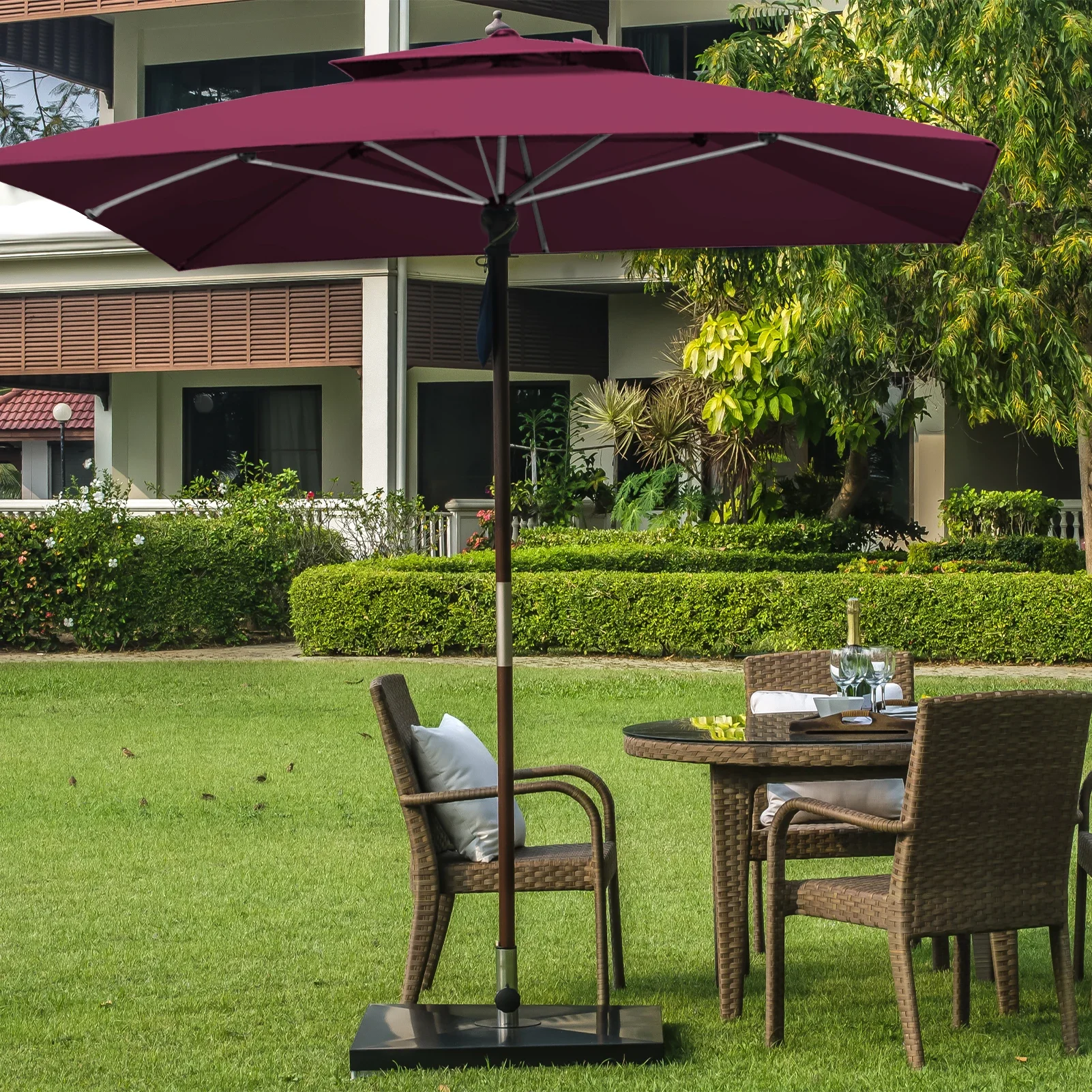 3x3M Double-layer Square Outdoor Umbrella Replacement Patio Sunshade Parasol Top Canopy Cover for Garden Yard Beach,sunshade net,parasol cover