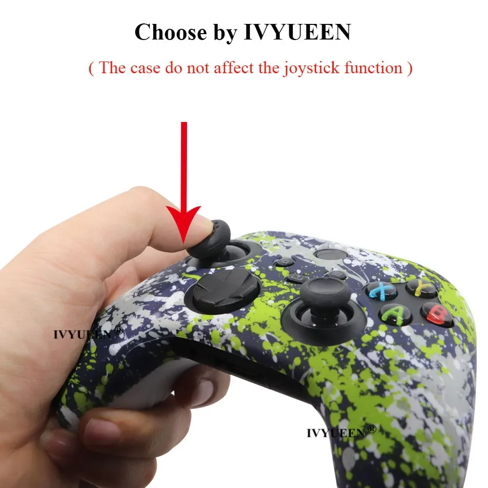 IVYUEEN Water Transform Printing Protective Skin for Xbox Series X S XSX XSS Controller Soft Silicone Case Thumb Grips Cover