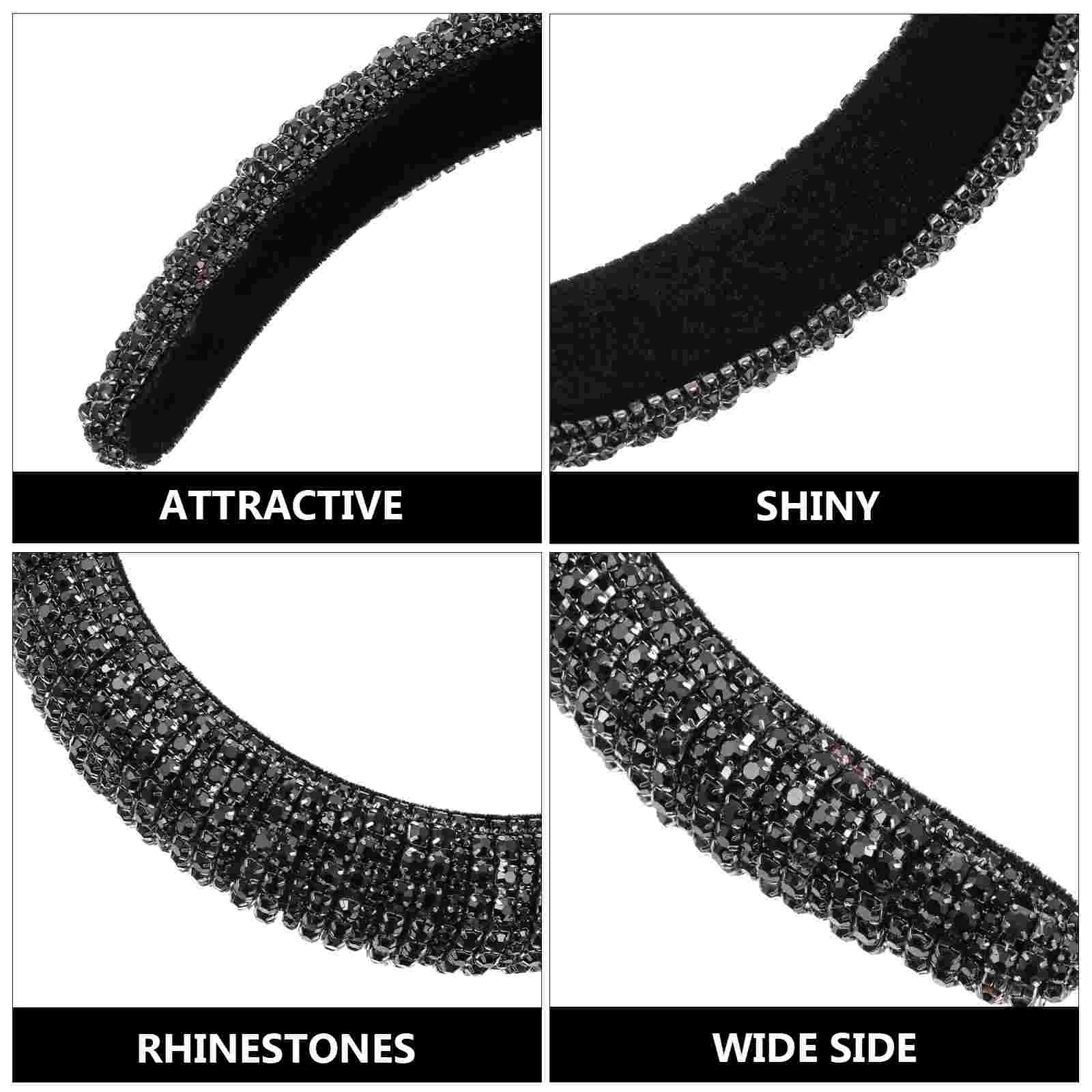 Headband Fashion Hair Accessories Rhinestone Padded Headdress Decorate Wide Hairband Women Cotton Glitter Bejewelled 5