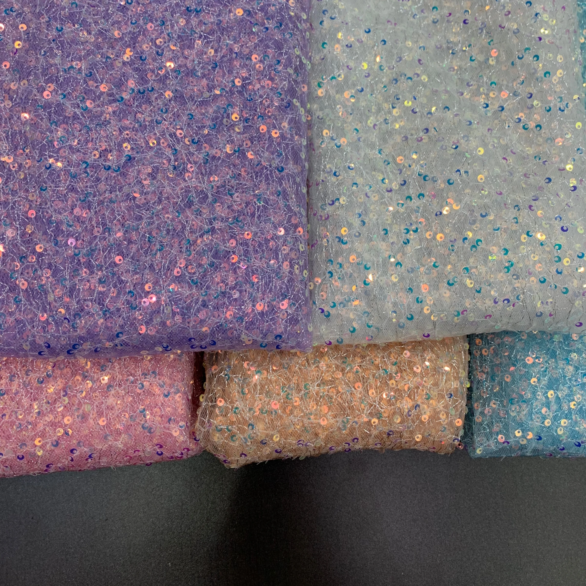 Sequin fabric materials for wedding dresses and party dresses, starry sequin embroidery fabric for design sequins jacquard lace fabric