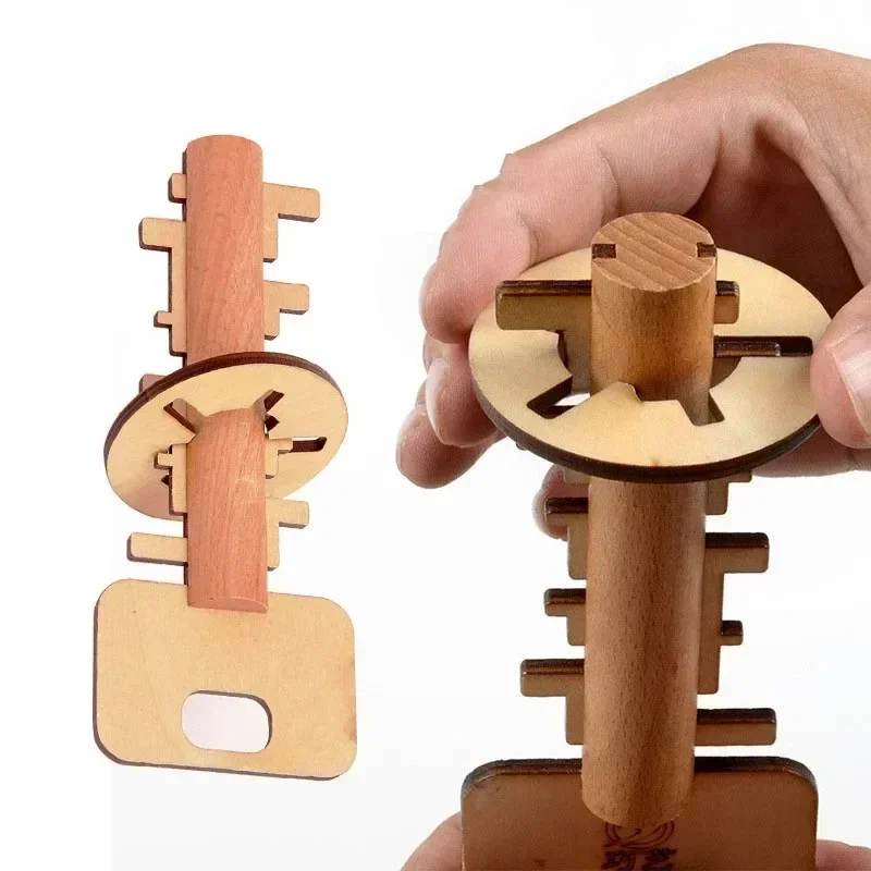 Wooden Puzzle Toys, Educational Puzzles, Intelligent Unlock Wooden Kong Ming Lock