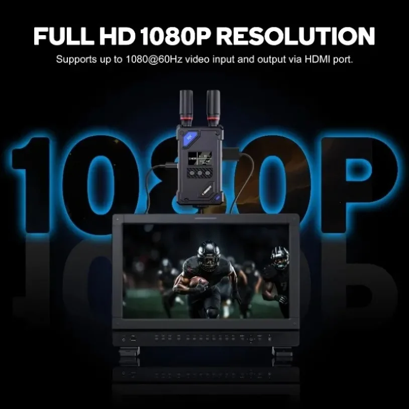 HDMI-Compatible Wireless Extender Kit Video Transmitter Receiver for Home Gaming Cameras Supported with NP-F Series Batteries