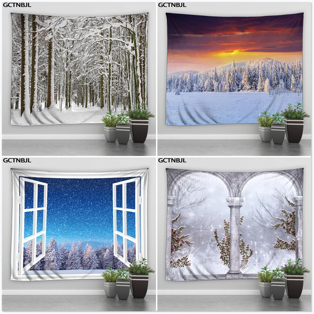 

Солнечный свет Снежный лес пейзаж большой гобелен зима Красивая настенная ткань хиппи настенная подвесная Спальня Декор одеяло
