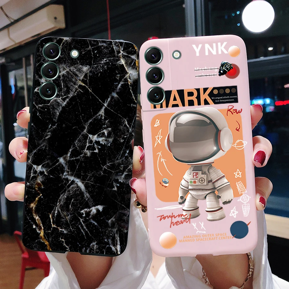 Per Samsung Galaxy S22 Plus 5G Custodia Nera Astronauta Marble Cover Antiurto Per Samsung S22 + S22 Ultra S 22 Plus Soft Bag