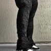 Winter 2024 Womens Street Fashion Fluffy Stacked Jogger Pants Trousers Solid Color Women Bell Bottom Joggers Fuzzy Stacked Pants 1