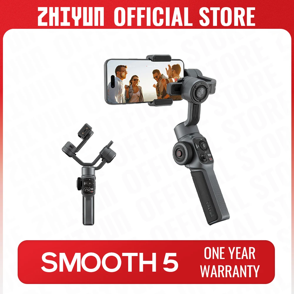 Официальный смартфон ZHIYUN Smooth 5, ручной стабилизатор phoGimbal, 3-осевой смартфон для iPhone 14 Pro Max/Samsung s20 fe/Huawei