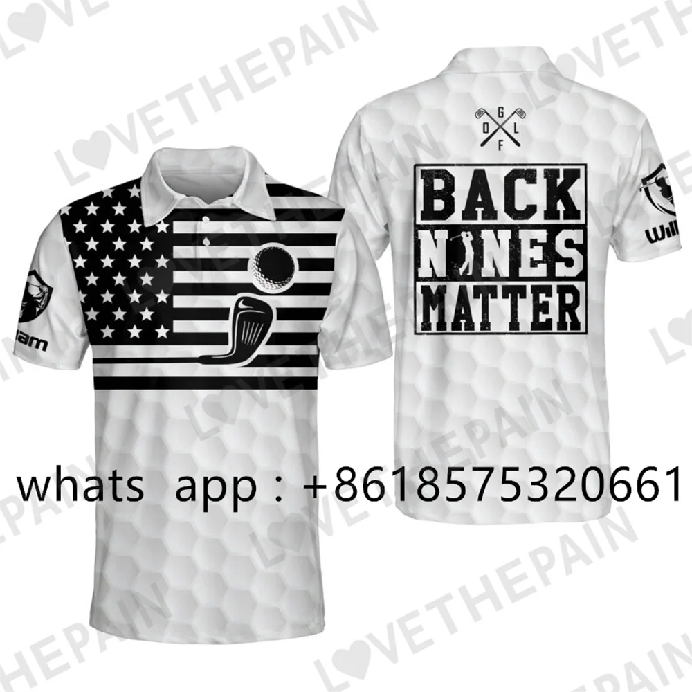 Men Golf Shirt Polo Lapel Fashion Golf Apparel Short Sleeves Sports Buttons Casual T-shirt Quick Dry Breathable Printing Clothes