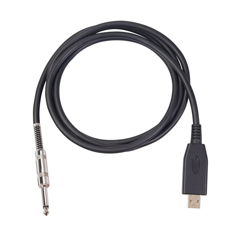 

USB гитарный кабель, USB гитарный интерфейс штекер до 6,35 мм позолоченный моно штекер, нейлоновый плетеный кабель для записи