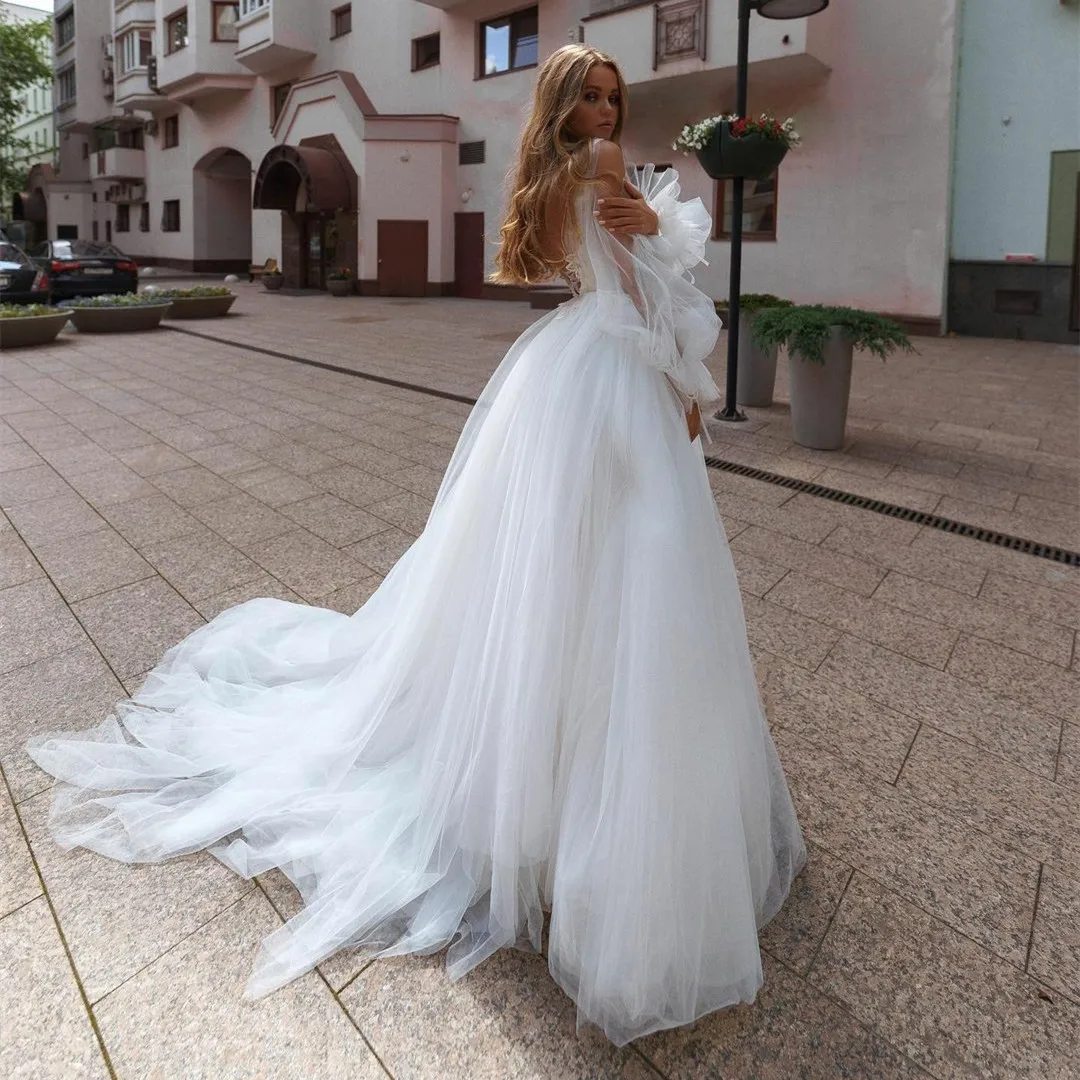 lace-wedding-dresses-with-sleeve-a-line-tulle-zipper-back-vestido-de-novia-bridal-gowns-custom-for-women