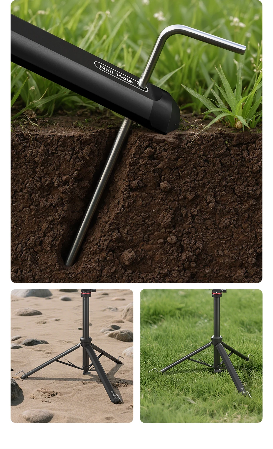 Auto-Open Tripod 2M Ground Tripod Light Stand Selfie for Camera Smartphone Video
