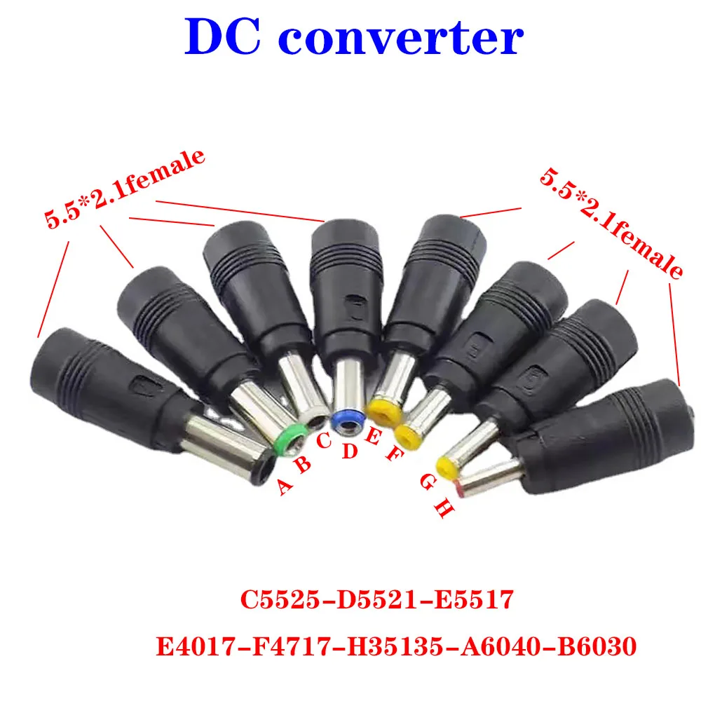 Description Picture 4 of item8-in-1 DC Power 5.5*2.1 female to 3.5*1.35 4.0*1.7 5.5*2.1 6.0*3.0 5.5*2.5 male plug Converter Laptop Adapter connector