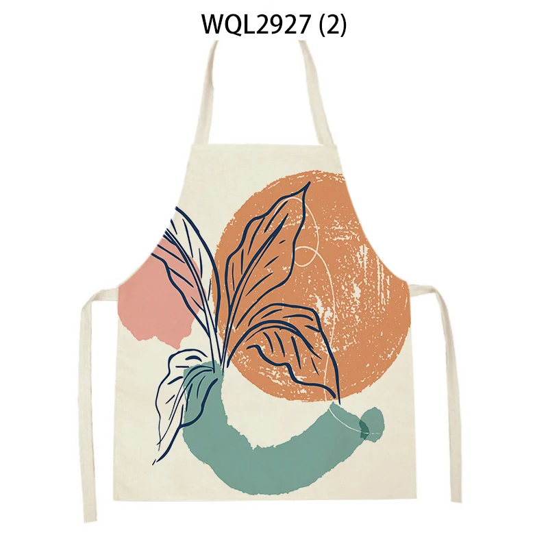 Description Picture 4 of itemAbstract Plants Kitchen Aprons Home Cooking Sleeveless Aprons Baking Accessories Flowers Pattern Waist Bibs Antifouling Apron