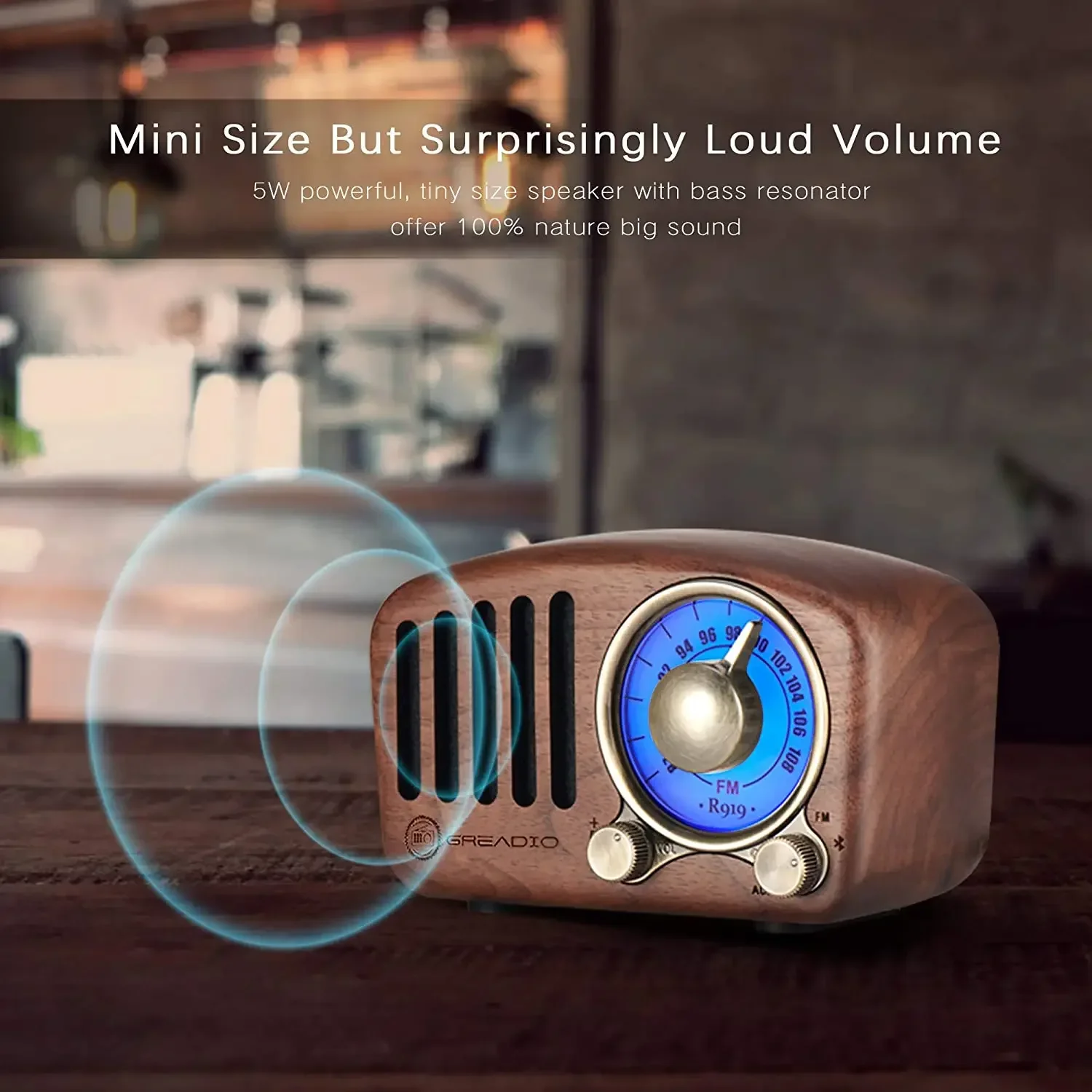 Rádio Retro Portátil Altofalante Bluetooth Walnut Rádio fm de Madeira Antigo Estilo Clássico Suporte tf Cartão ou Aux Cabo Jogar - Image 5