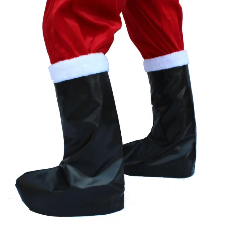 Christmas Character Costume Accessories Black Boot Cover Shoe Cover For Santa Claus Shoe Covers Decorations Christmas Fun cosplay shoes