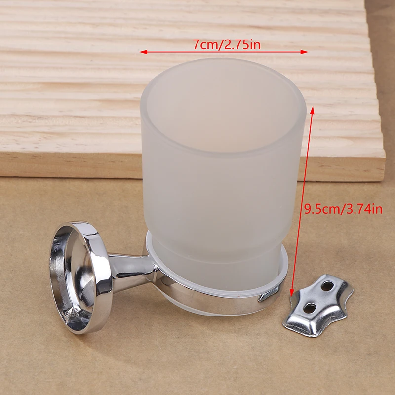 Bathroom Modern Wall-Mounted Toothbrush Holder Glass Cup Tumbler Frame Bathroom Storage Organizer Tooth Brush Cup Tools Washroom