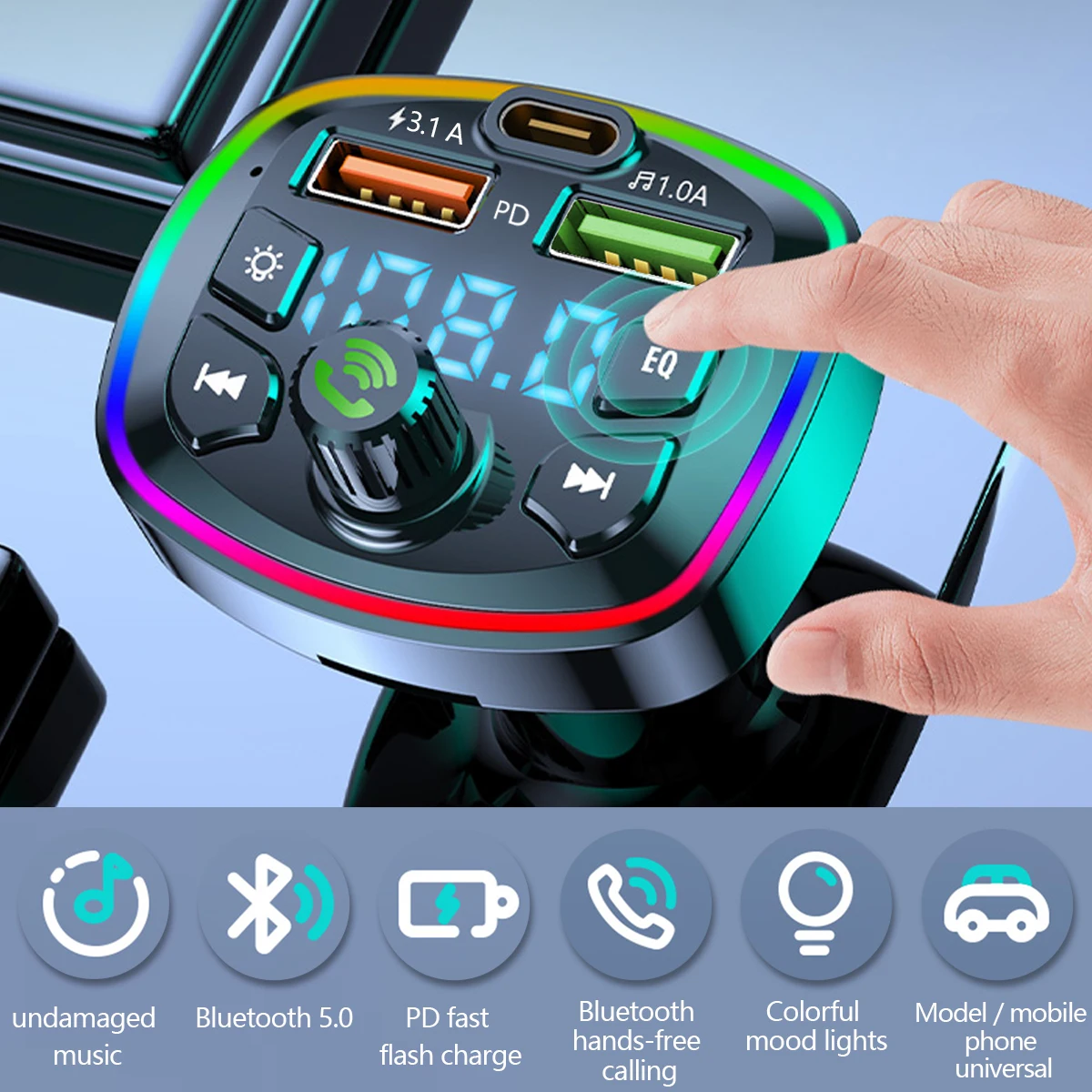 Car Bluetooth MP3 Player Bluetooth 5.0 FM Transmitter Dual USB 4.8A Fast Charger Handsfree Calling Audio Car Adapter fm transmitter bluetooth audio adapter car mp3 player bluetooth music player
