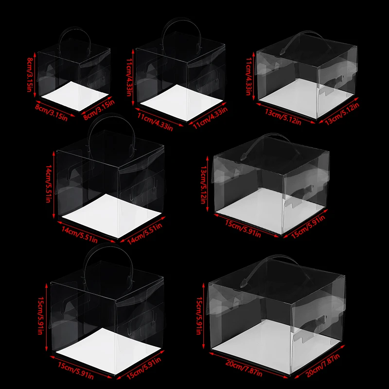 Transparent Cake Box Plastic Dessert and Cupcake Packaging Box with Handle, Portable Gi... - SKU PGWB1026 - UGI Packaging