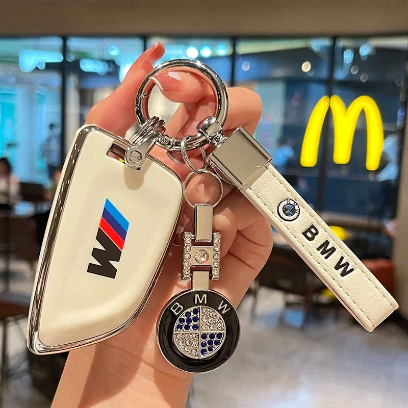 Funda de cuero genuino para llave de Bmw, cubierta de llave con emblema Funda de cuero genuino para llave de Bmw, cubierta de llave con emblema