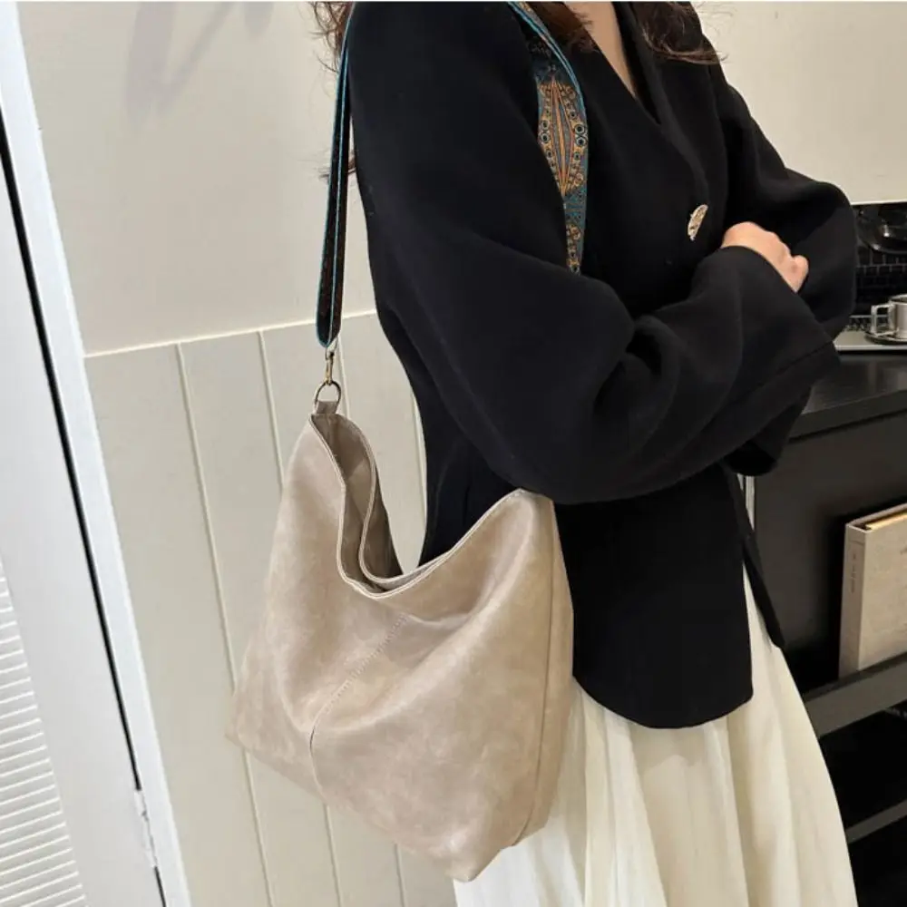 Shoulder Bag Women Large Capacity New Fashion Retro Versatile Broadband Crossbody Tote Geometric Strap Hobo